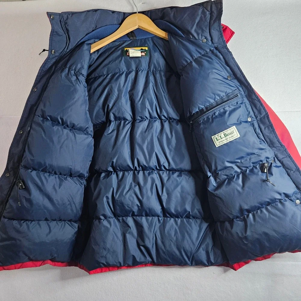 LL Bean Penobscot Parka Jacket Womens Small Red Goose Down Insulated Vintage USA